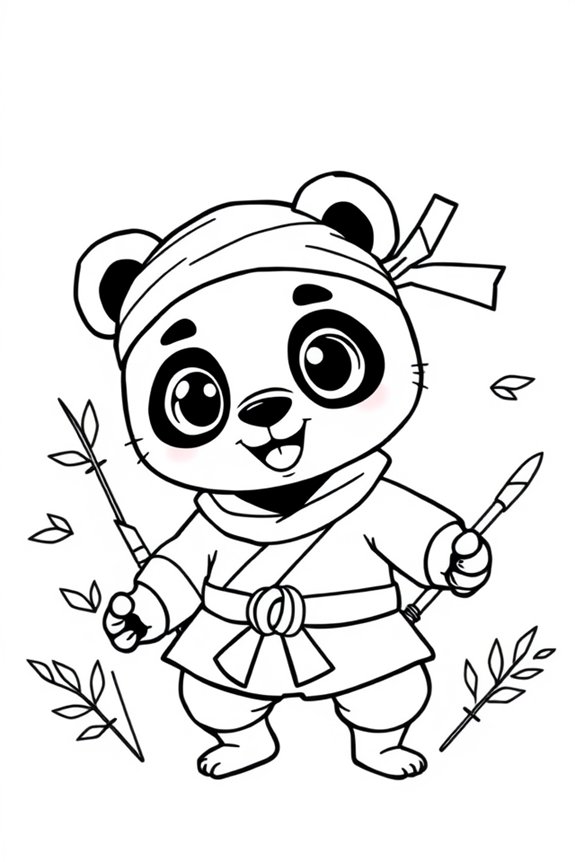 süßer Ninja-Panda zum Ausmalen