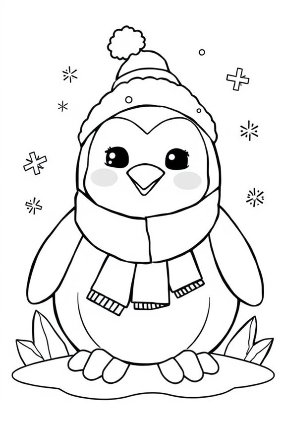 niedliche Pinguin-Ausmalvorlage