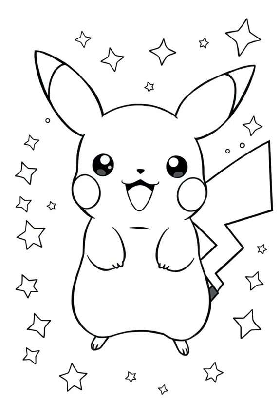 süße Pikachu Ausmalvorlage