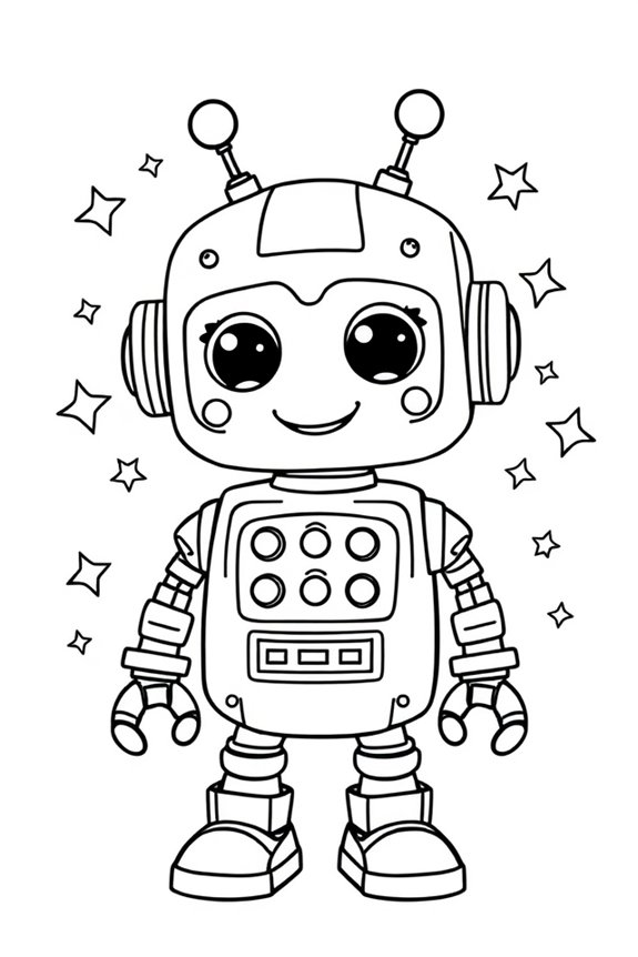 süße Roboter-Ausmalbild