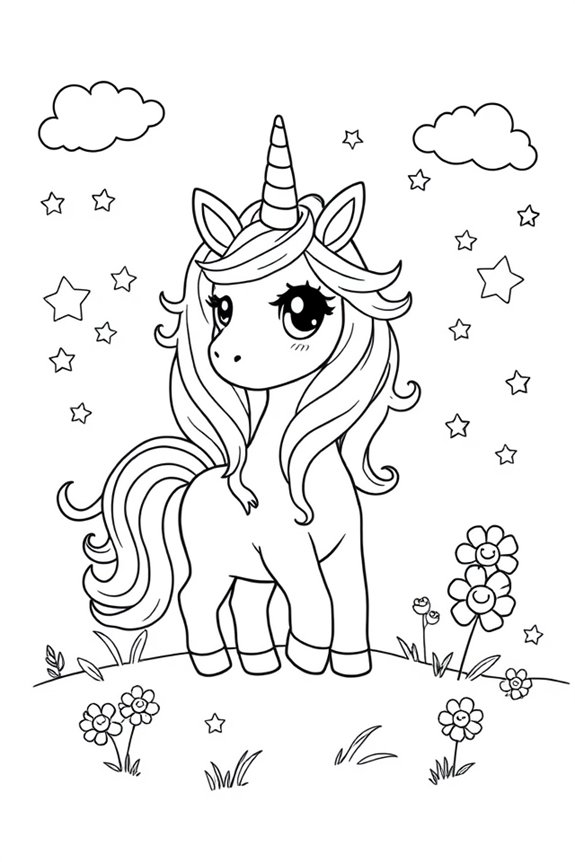 süßes Einhorn Ausmalbild