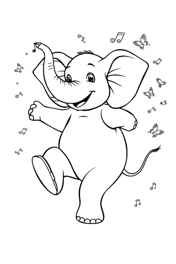 tanzender Elefant Ausmalbild