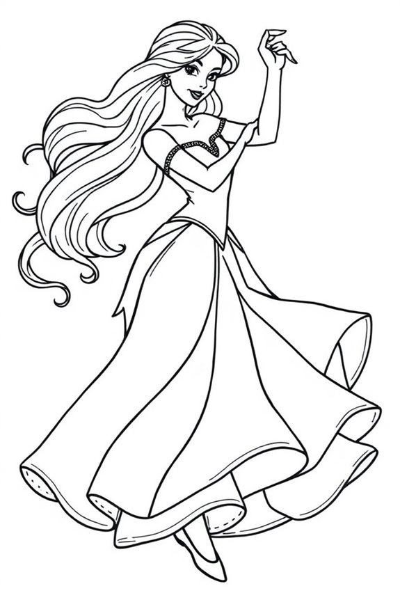 Tanzende Prinzessin Ausmalbild