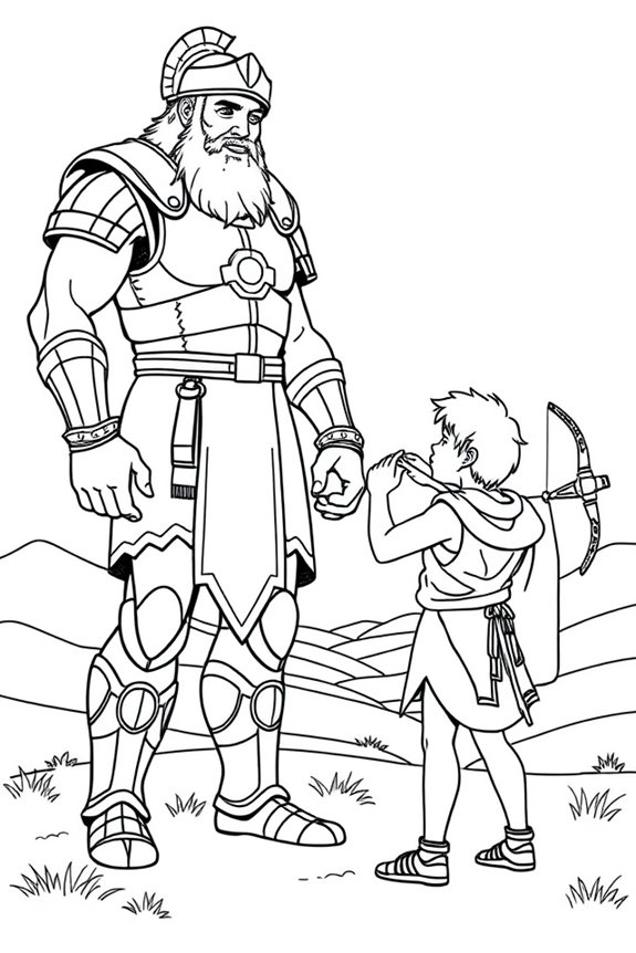 David und Goliath Ausmalbild
