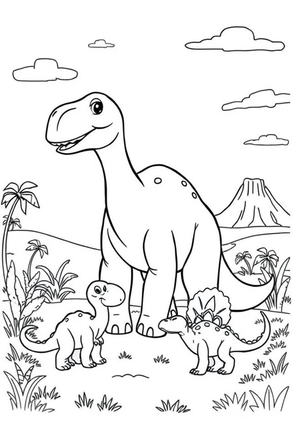 Dinosaurierfamilie Ausmalbild