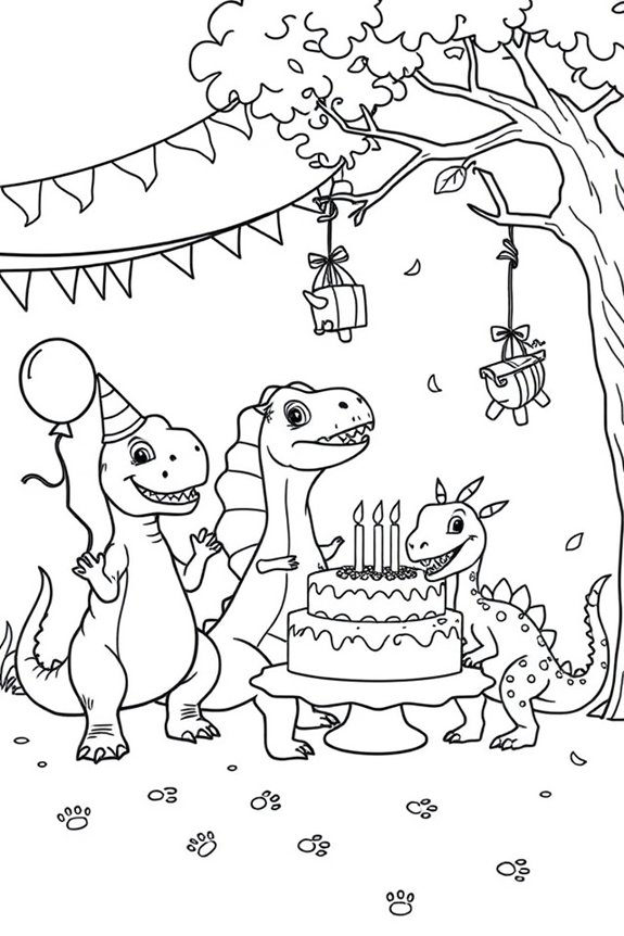 Dinosaurier-Party-Malvorlage