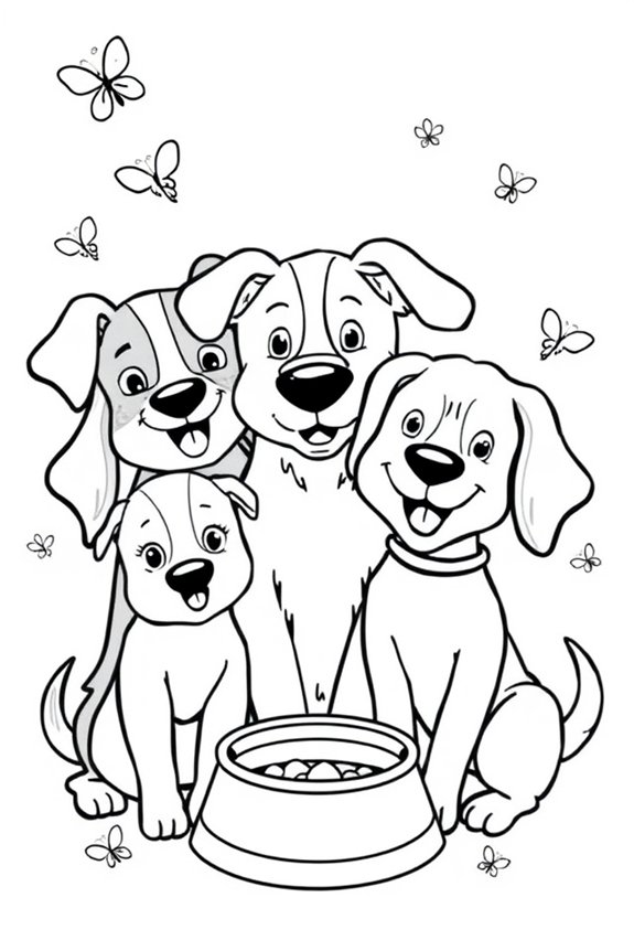 Hund Familienporträt Ausmalbild
