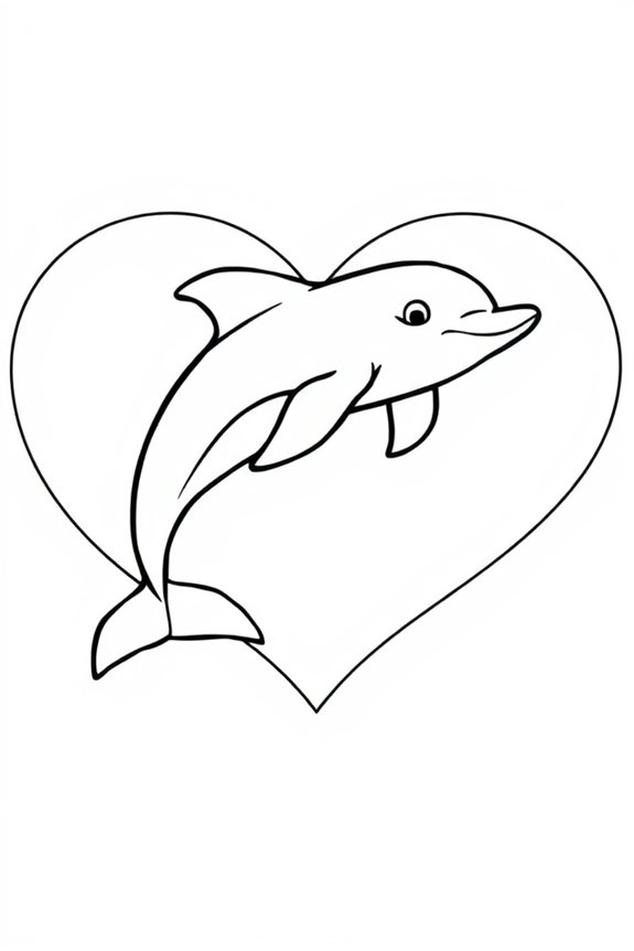 Delfin Herz Ausmalbild