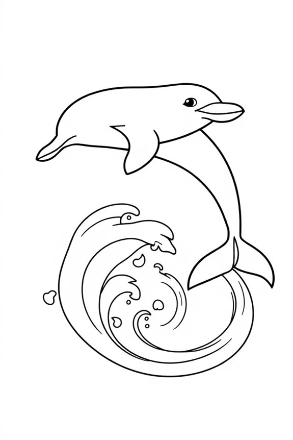 Delphin springt Wellen Ausmalbild