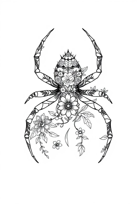 Herunterladen Blumen-Spinne Ausmalbilder