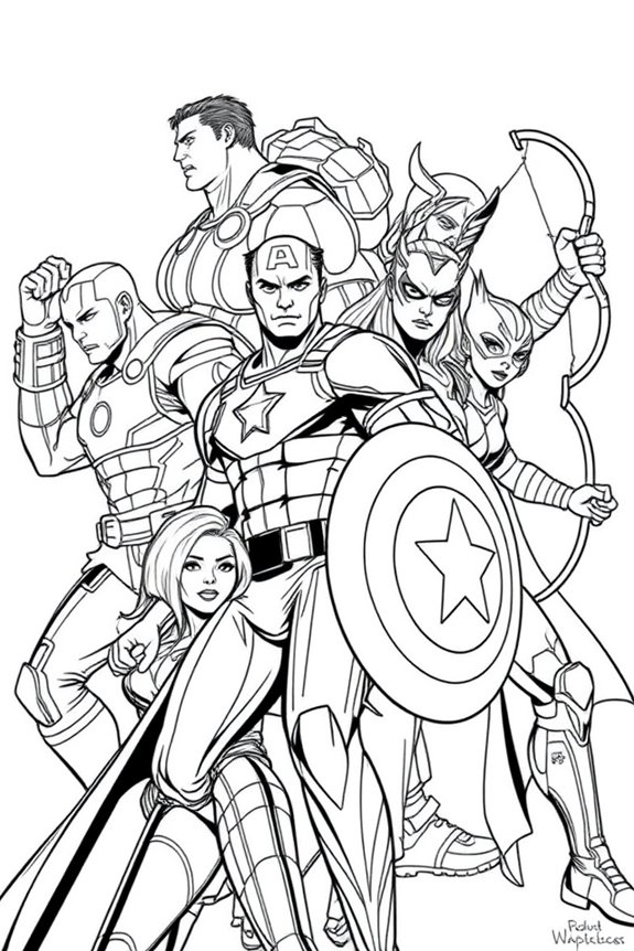 kostenloses Avengers-Ausmalbild herunterladen