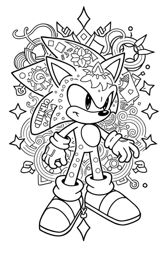 Lade Sonic Mandala Ausmalbild herunter