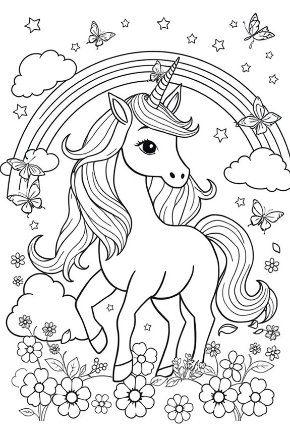 träumerische Einhorn-Ausmalbild