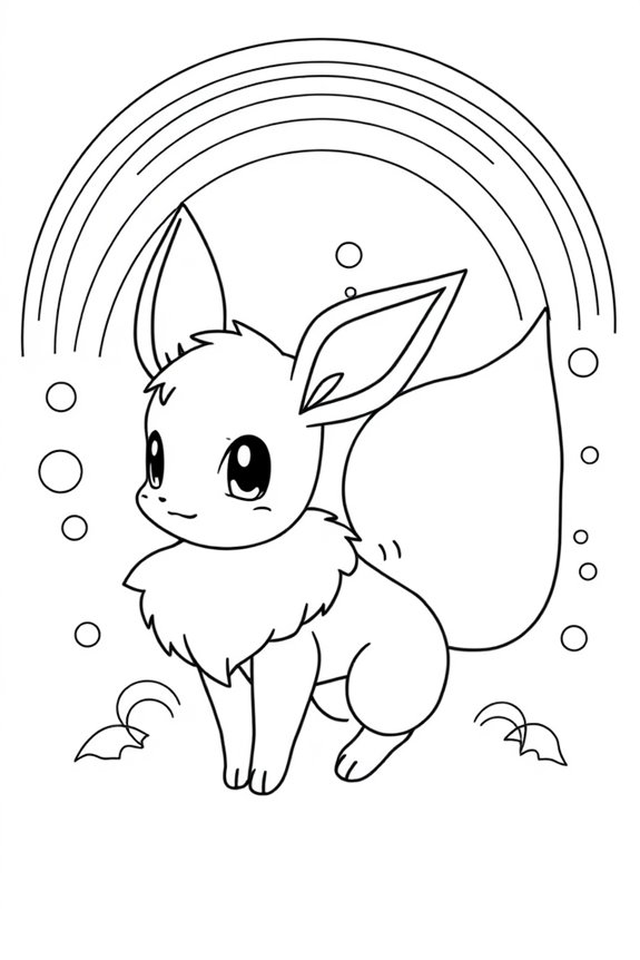 eevee Regenbogen Ausmalbild