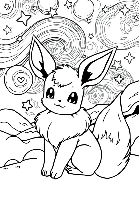 Eevee Sternengucken Ausmalbild