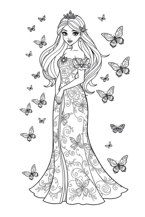 elegantes Prinzessin Ausmalbild