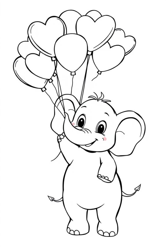 Elefanten-Luftballon-Malvorlage