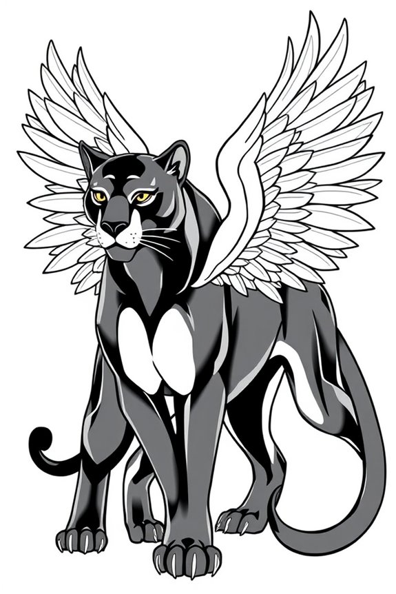 fantasie schwarzer Panther Ausmalbild