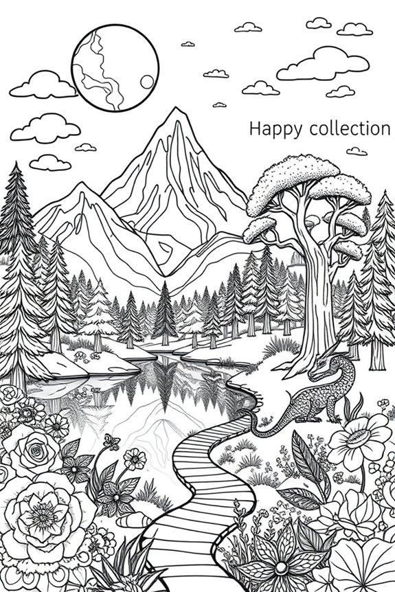 Fantasy-Landschaft Malvorlage