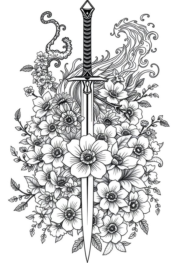 Blumiges Demon Slayer Ausmalbild