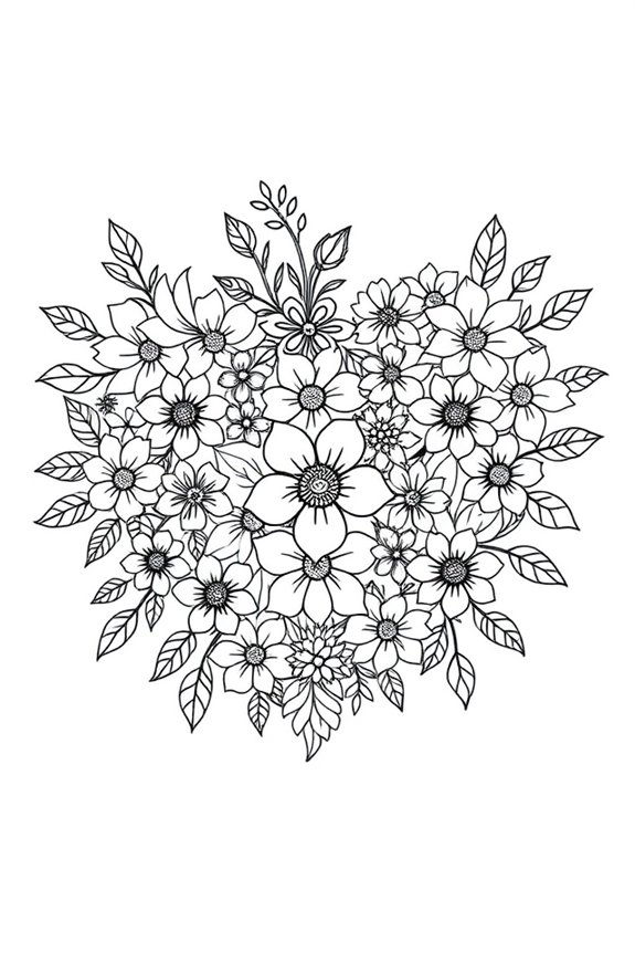 Blumiges Herz Ausmalbild