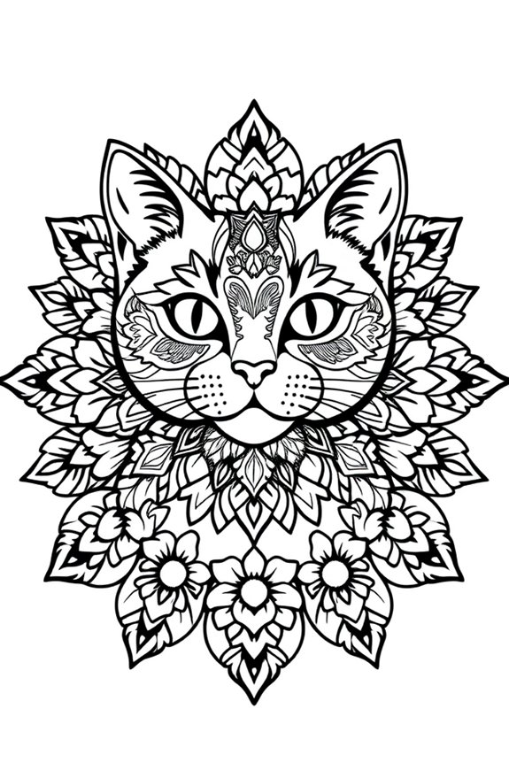 florale Mandala Katzen Ausmalbild