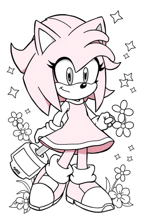 kostenlose Amy Rose Ausmalvorlage