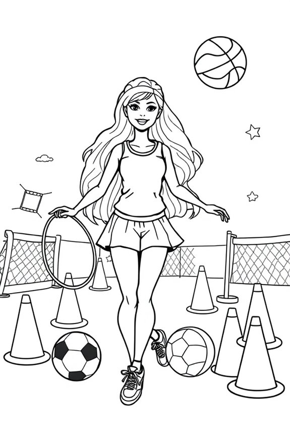 kostenlose Barbie Sport Malvorlage