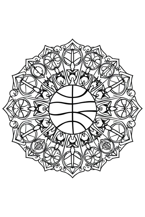 kostenlose Basketball Mandala Ausmalbilder