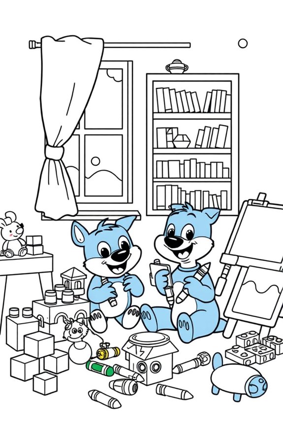 kostenloses Bluey s Spielzimmer Ausmalbild