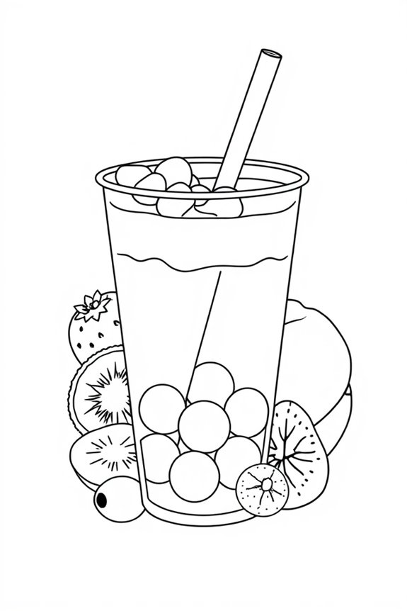 kostenlose Boba-Frucht-Ausmalvorlage
