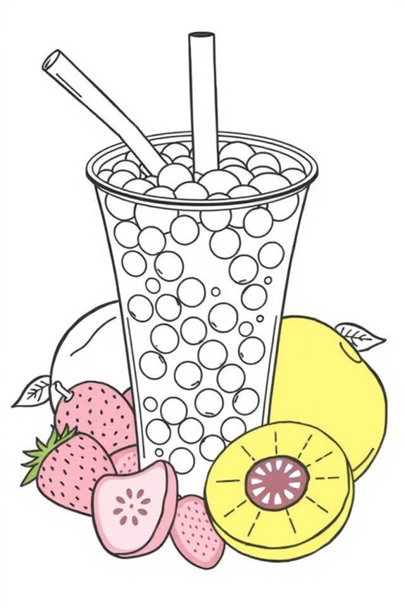 kostenlose Boba-Frucht Ausmalbild