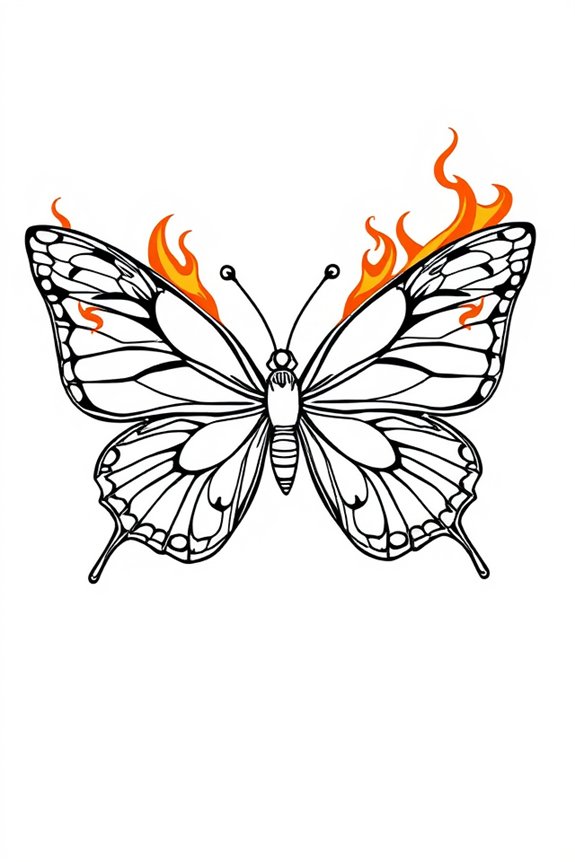 kostenlose Schmetterling Flamme Ausmalbilder