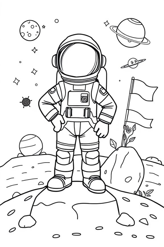 kostenloser Cartoon-Astronaut zum Ausmalen