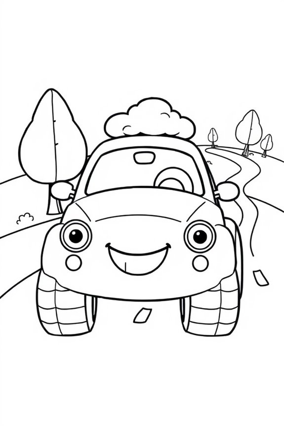 kostenloses Cartoon-Auto-Ausmalbild