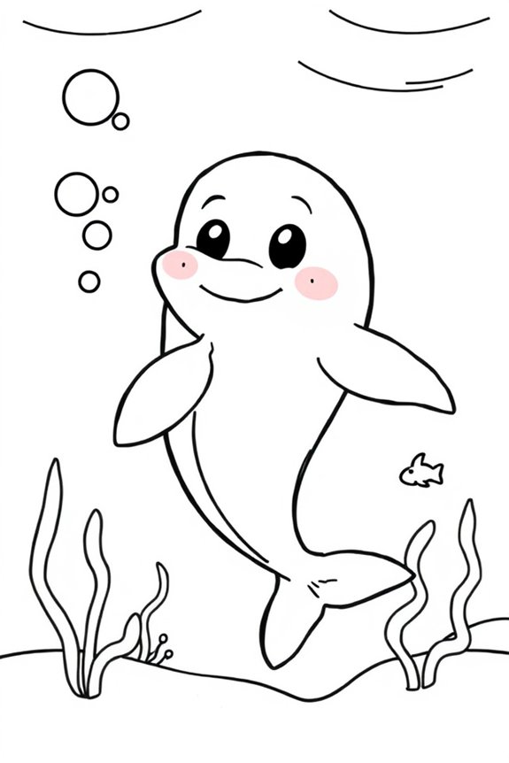 kostenloses Cartoon-Delfin-Ausmalbild