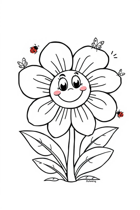 kostenlose Blumen-Cartoon-Ausmalbilder