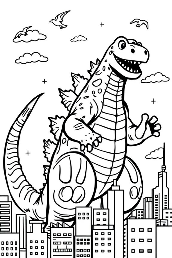 kostenlose Cartoon Godzilla Ausmalbilder