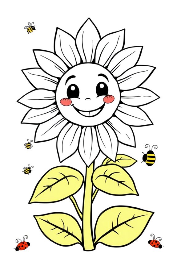 kostenloses Cartoon-Sonnenblumen-Ausmalbild