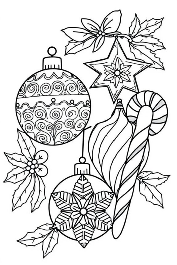 kostenlose Weihnachtsornament-Ausmalbilder