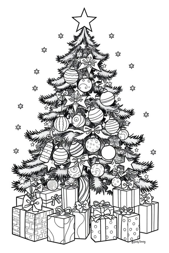 kostenloses Weihnachtsbaum-Ausmalbild