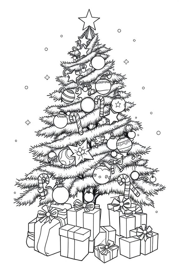 kostenlose Weihnachtsbaum Ausmalbilder