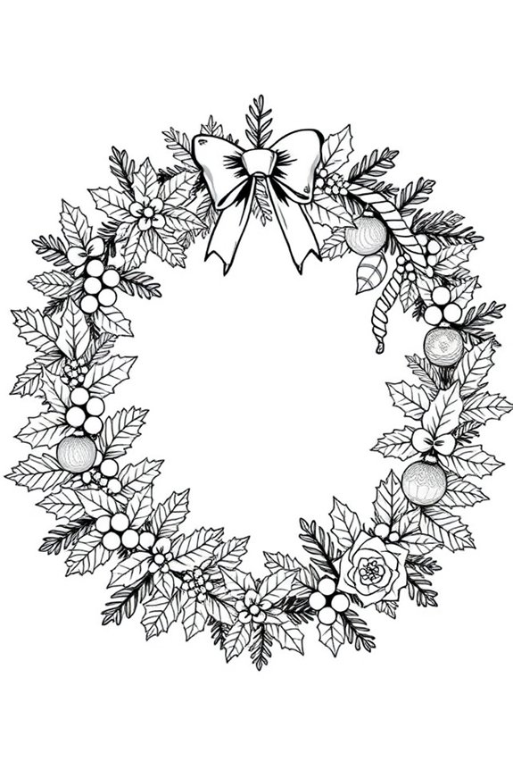 kostenloses Weihnachtskranz-Ausmalbild