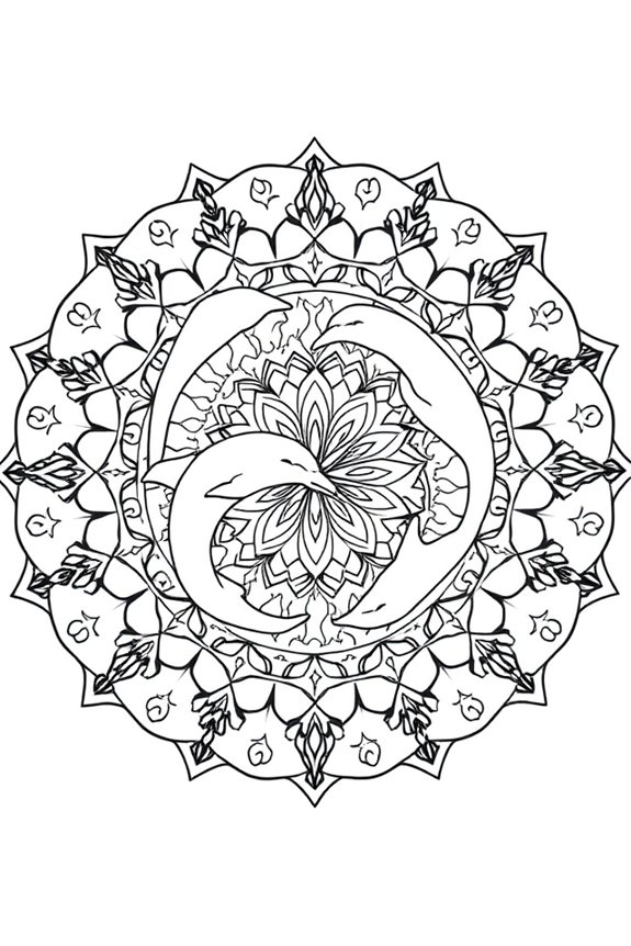 kostenloses Delfin Mandala Ausmalbild