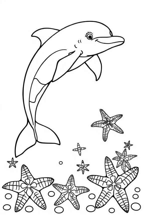 kostenlose Delfin Seestern Ausmalbild