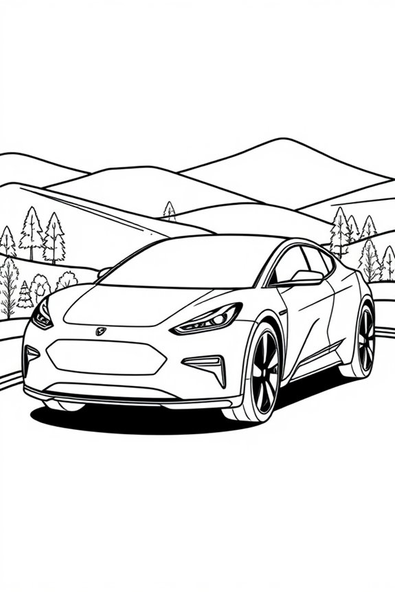 kostenloses Elektroauto Ausmalbild