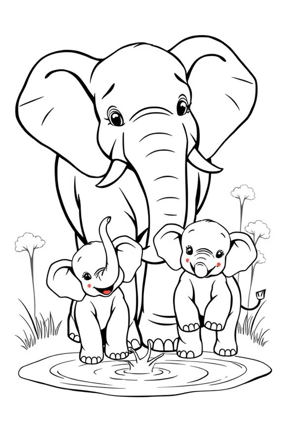 kostenlose Elefantenfamilie Ausmalbild
