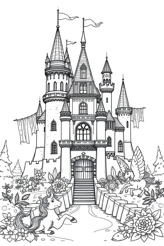 kostenloses Fantasy-Schloss Ausmalbild