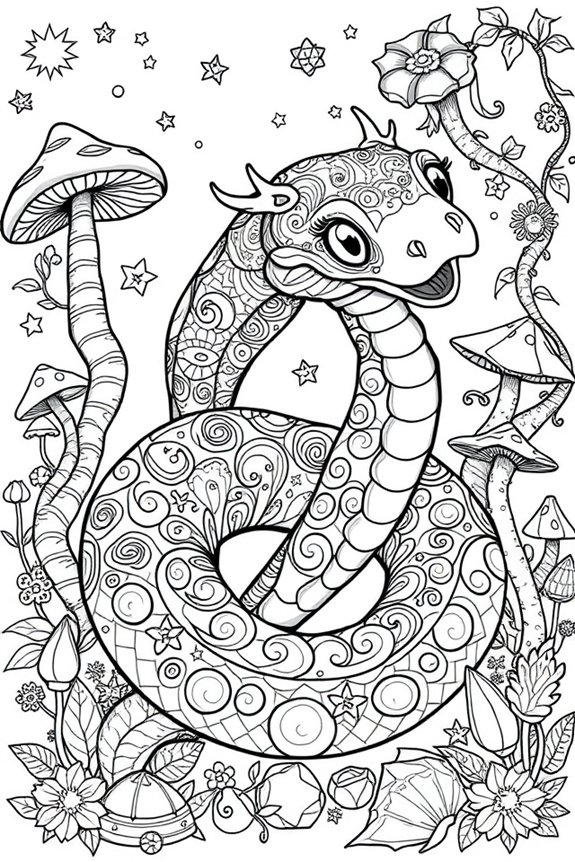 kostenloses Fantasy-Schlangen-Ausmalbild