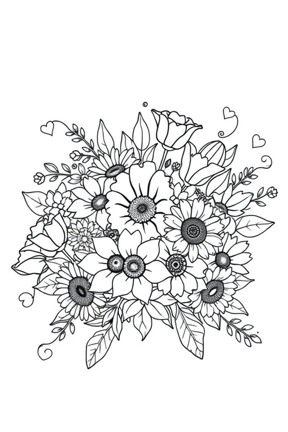 kostenlose Blumen-Ausmalvorlage